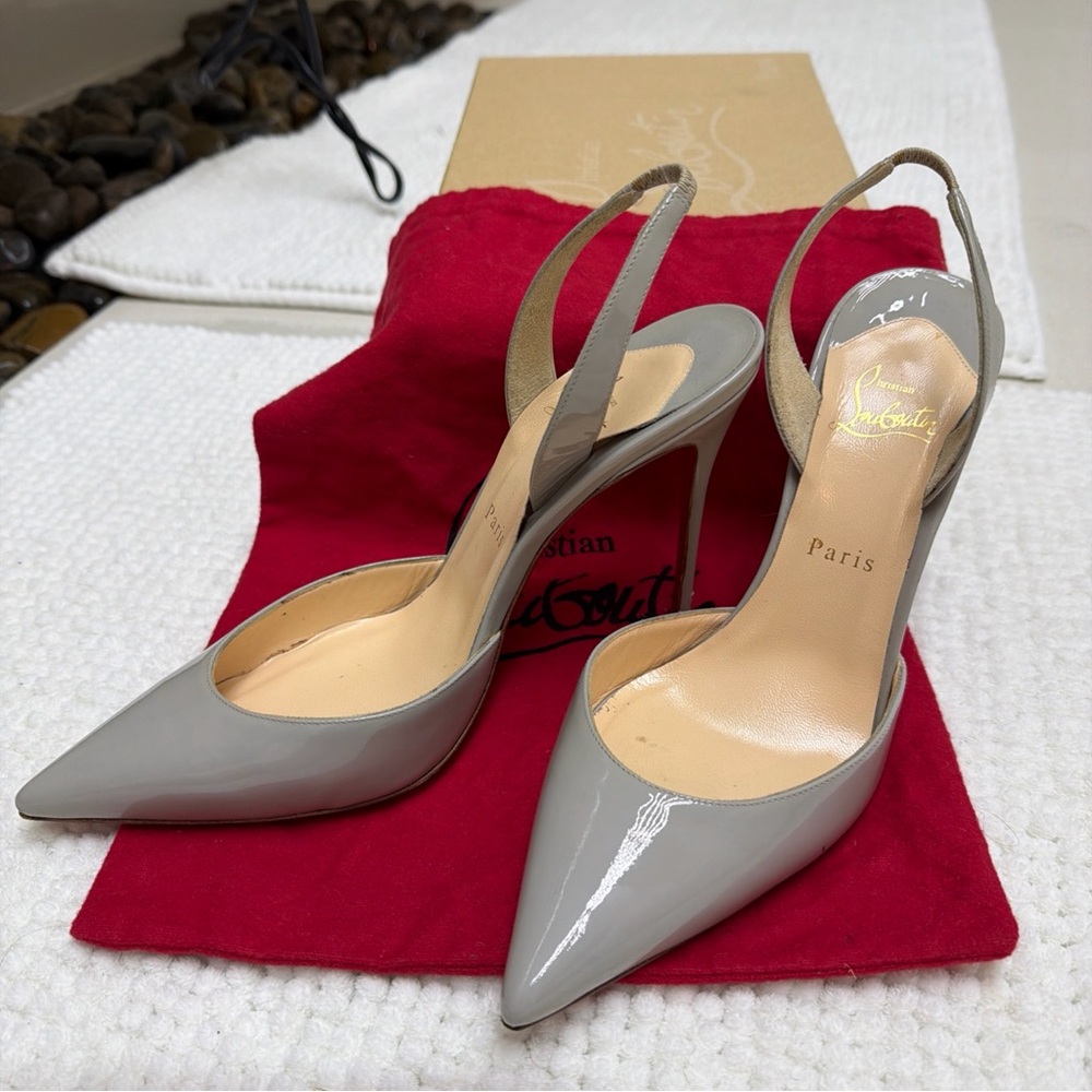 Christian Louboutin Elegant Gray Slingback Heels
